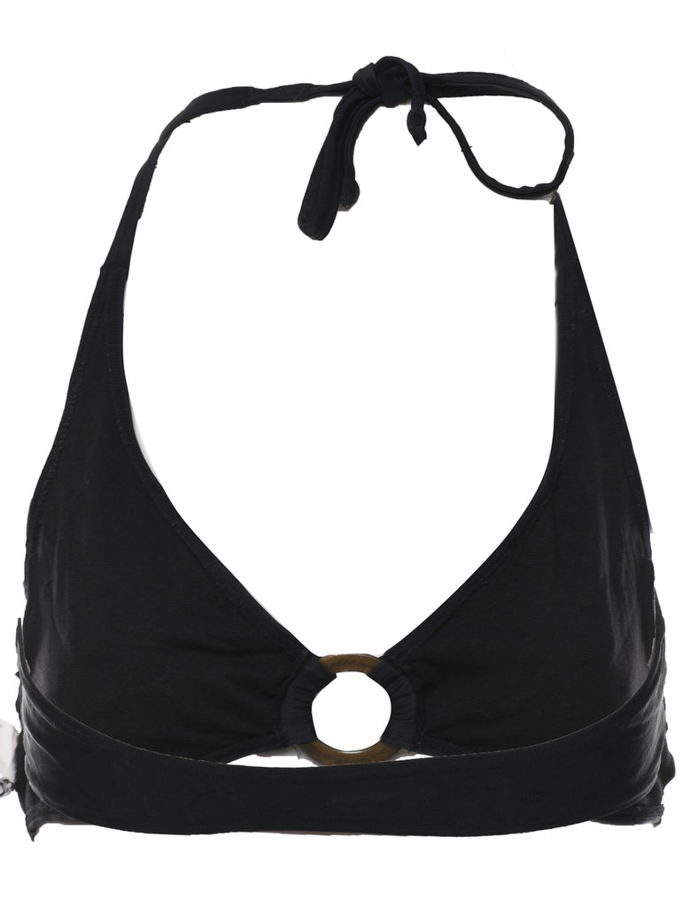 Black Embroidered Mirror Detail Bikini Top - M