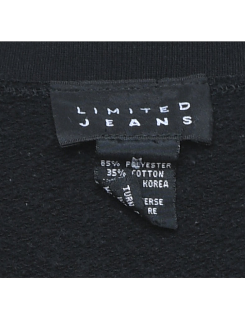Black Embroidered Ski Design Sweatshirt - M