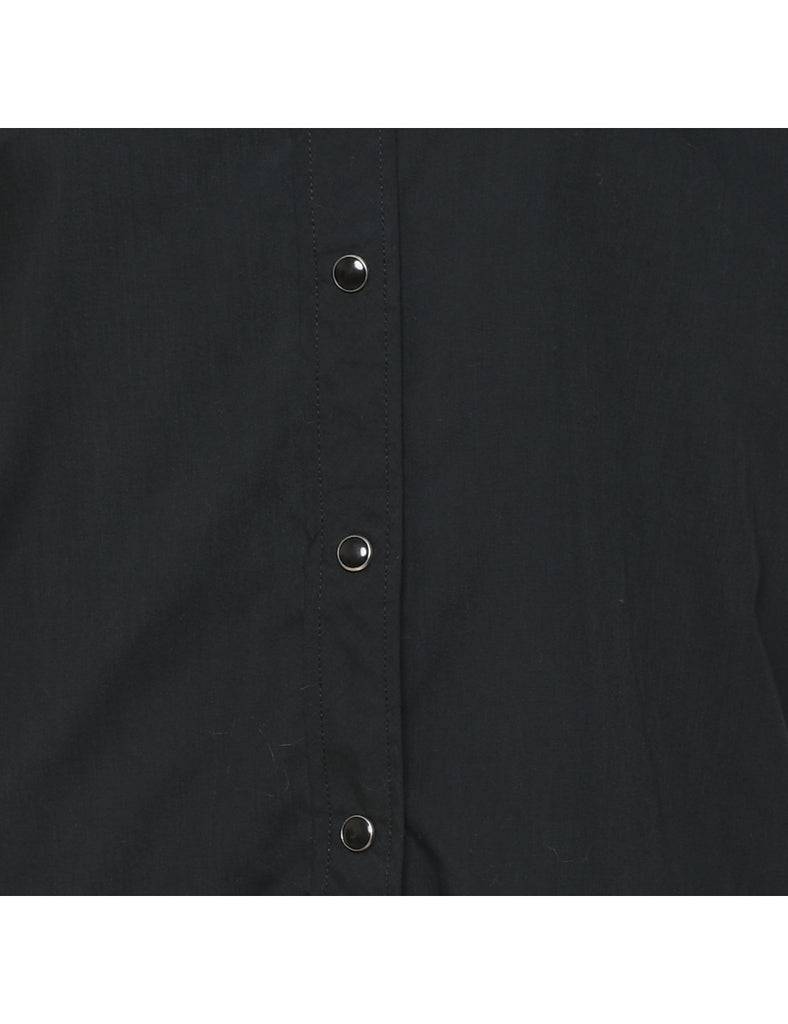 Black Embroidered Yoke Western Shirt - M
