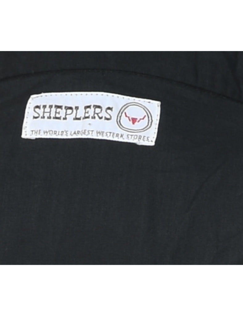 Black Embroidered Yoke Western Shirt - M