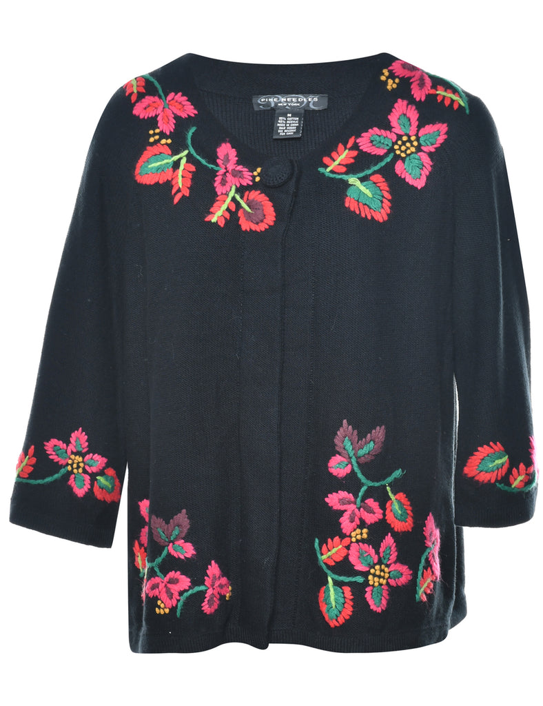 Black Embroidery Cardigan - M