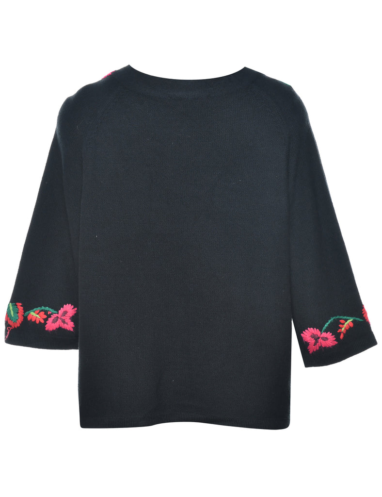 Black Embroidery Cardigan - M