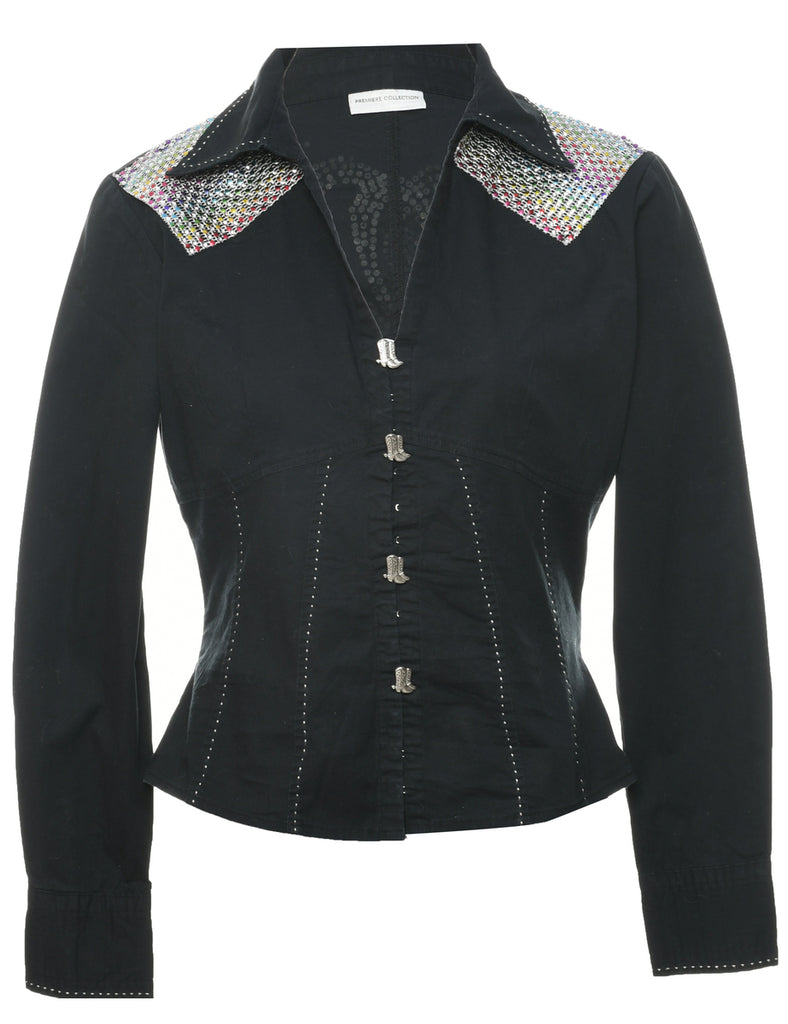 Black Evening Blouse - M