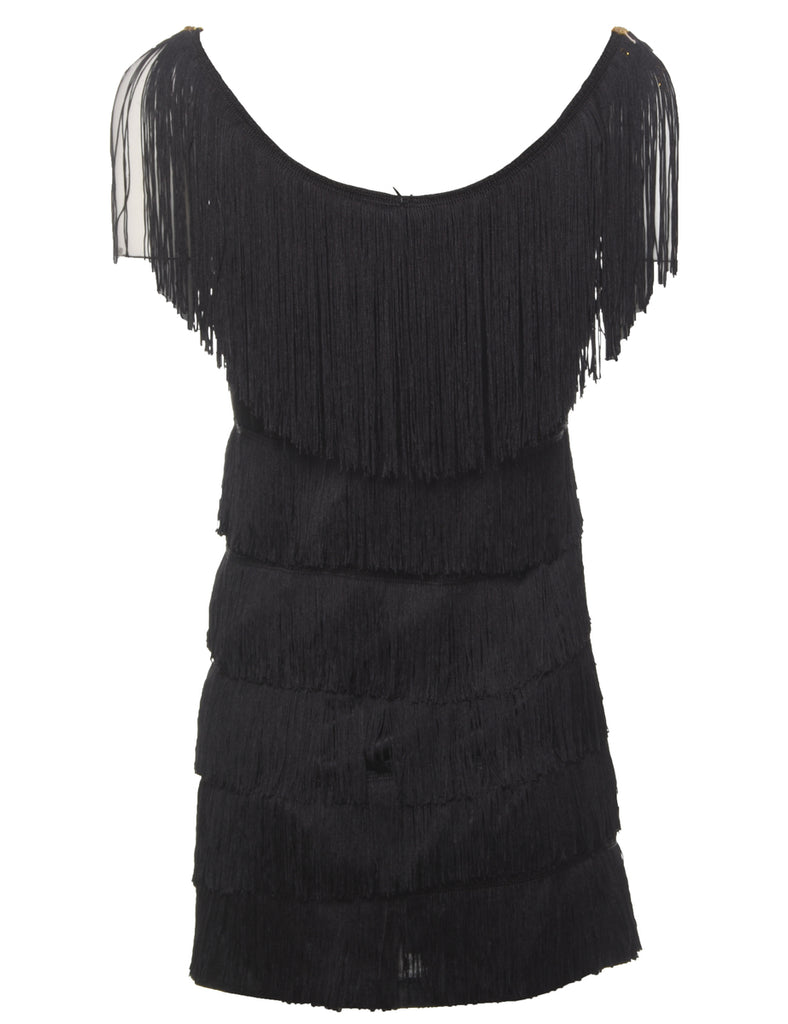 Black Evening Fringing Dress - S