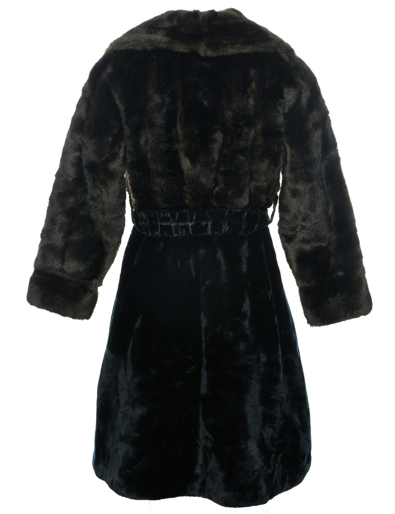 Black Faux Fur Coat - L