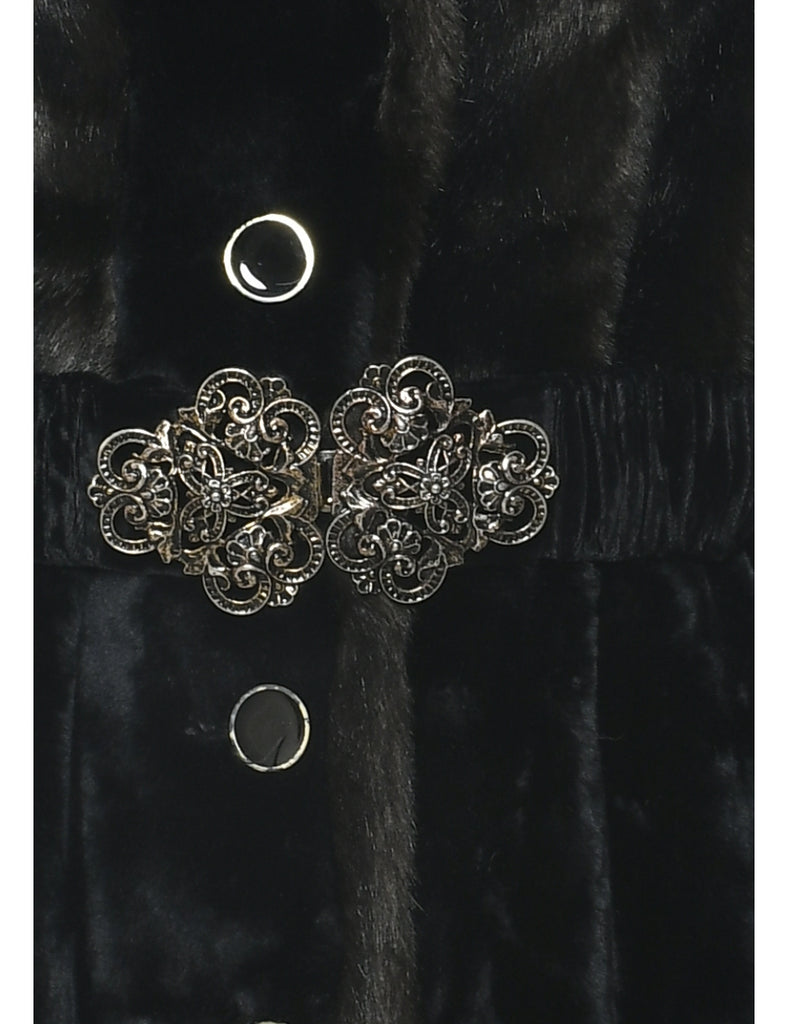 Black Faux Fur Coat - L