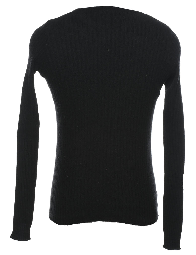 Black Fine Knit Jumper - S