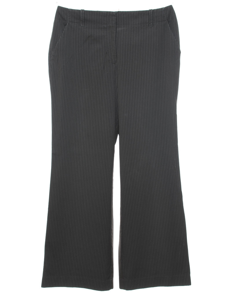 Black Flared Pinstriped Trousers - W30 L32