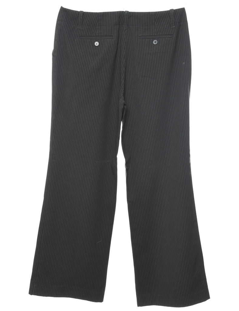 Black Flared Pinstriped Trousers - W30 L32