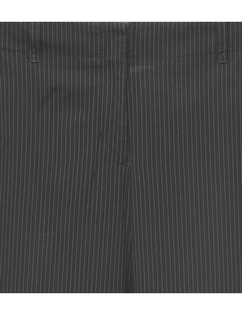 Black Flared Pinstriped Trousers - W30 L32