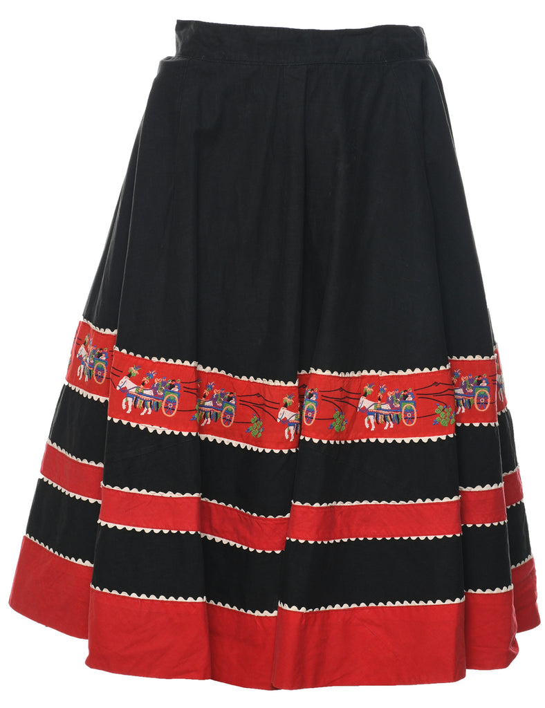 Black Flared Skirt - M