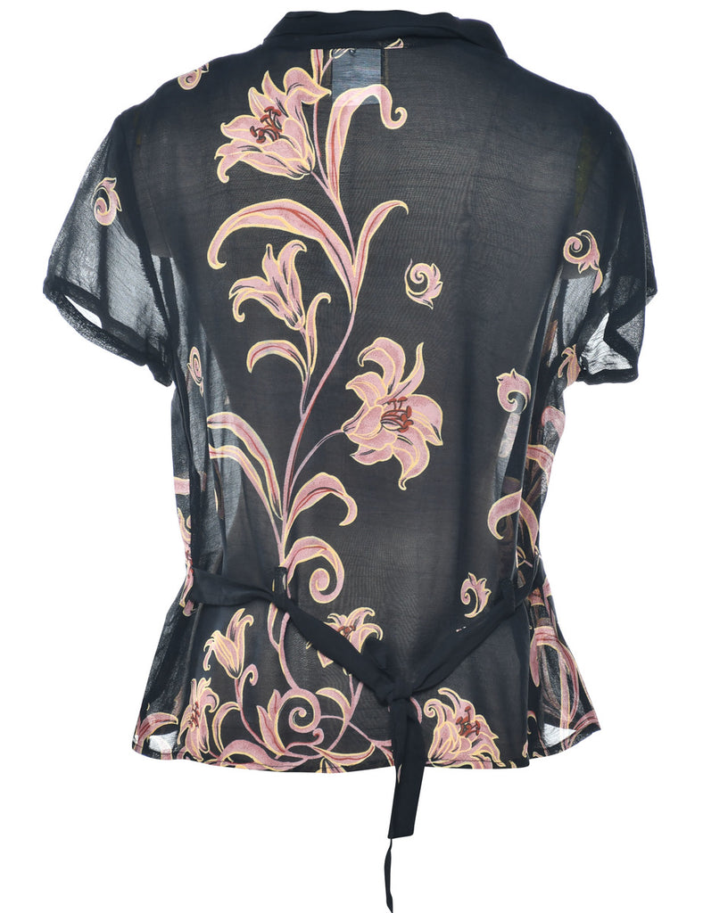 Black Floral Blouse - L