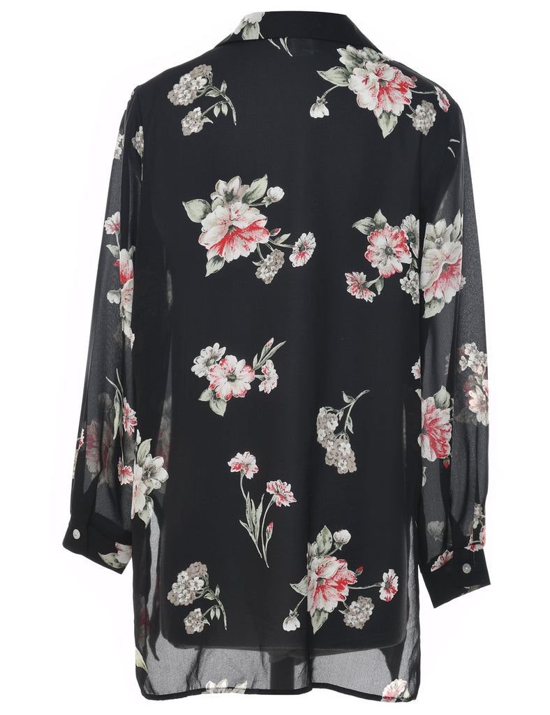 Black Floral Blouse - L