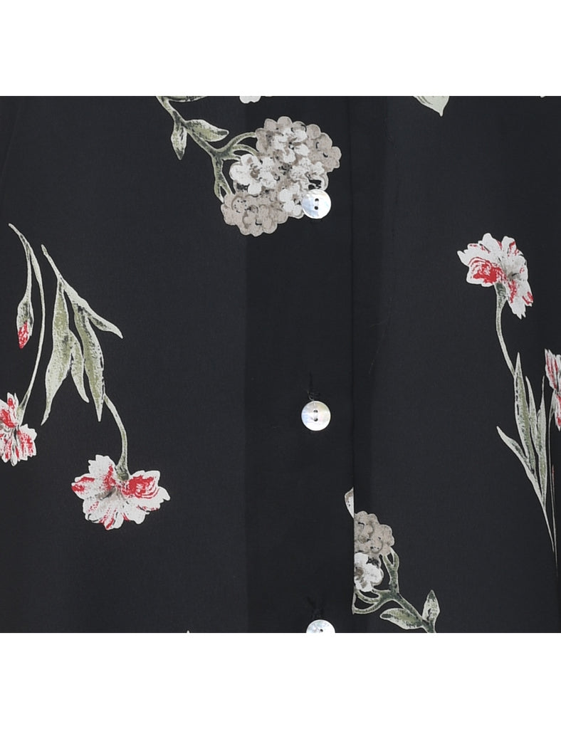 Black Floral Blouse - L