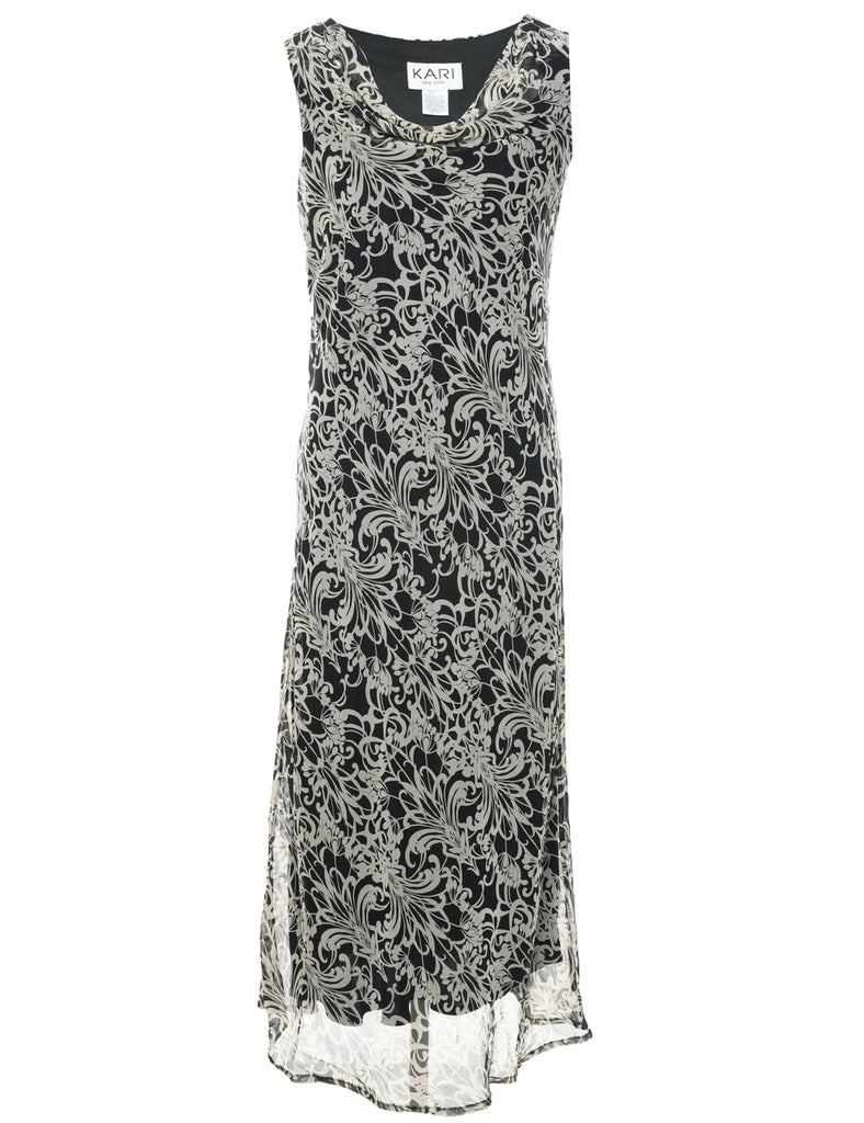 Black Floral Dress - M