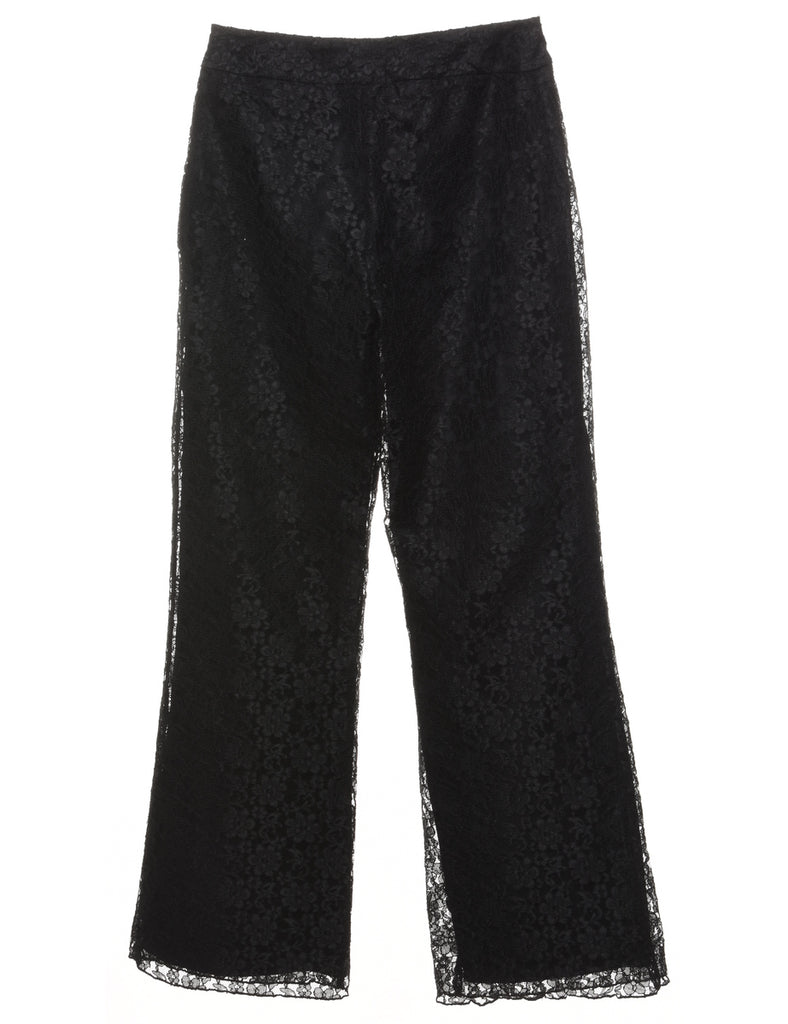 Black Floral Lace Trousers - W26 L32