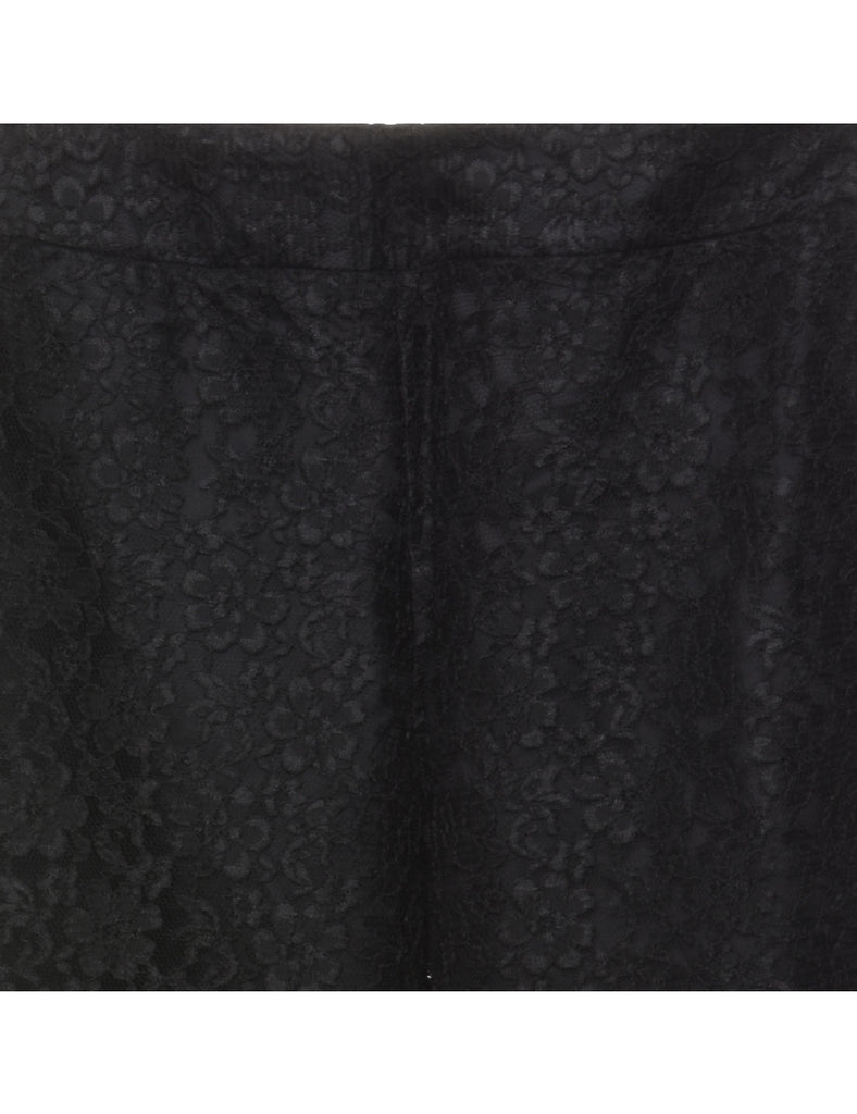 Black Floral Lace Trousers - W26 L32