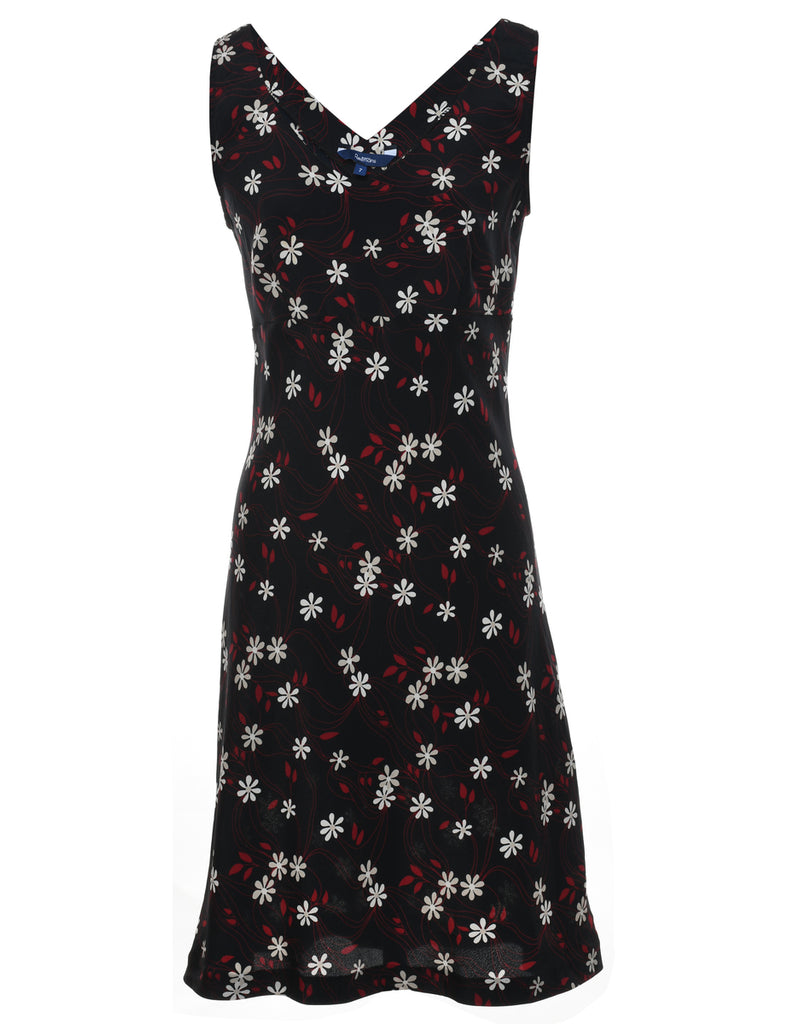 Black Floral Print Dress - S