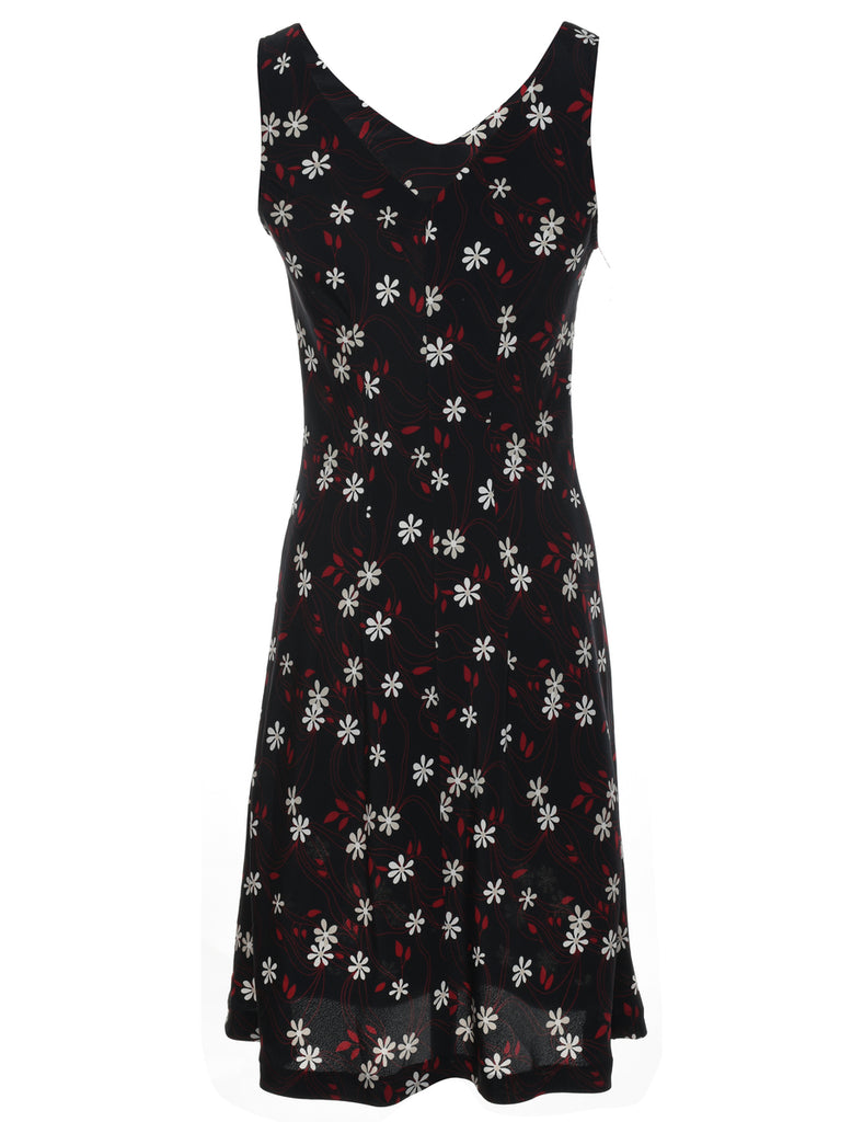 Black Floral Print Dress - S