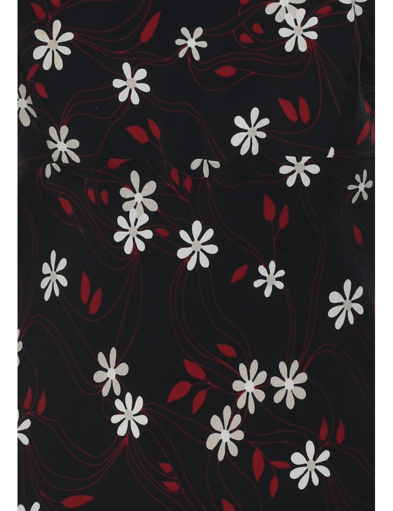 Black Floral Print Dress - S