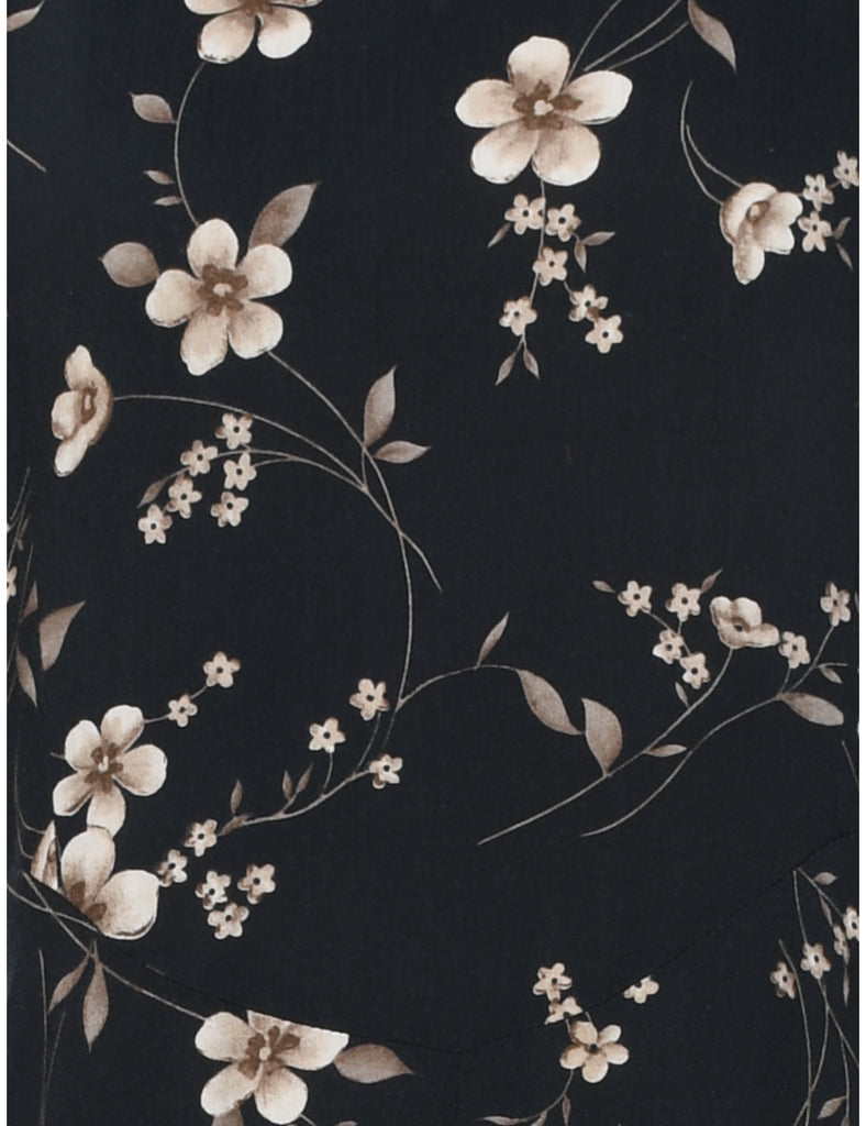 Black Floral Print Maxi Dress - L