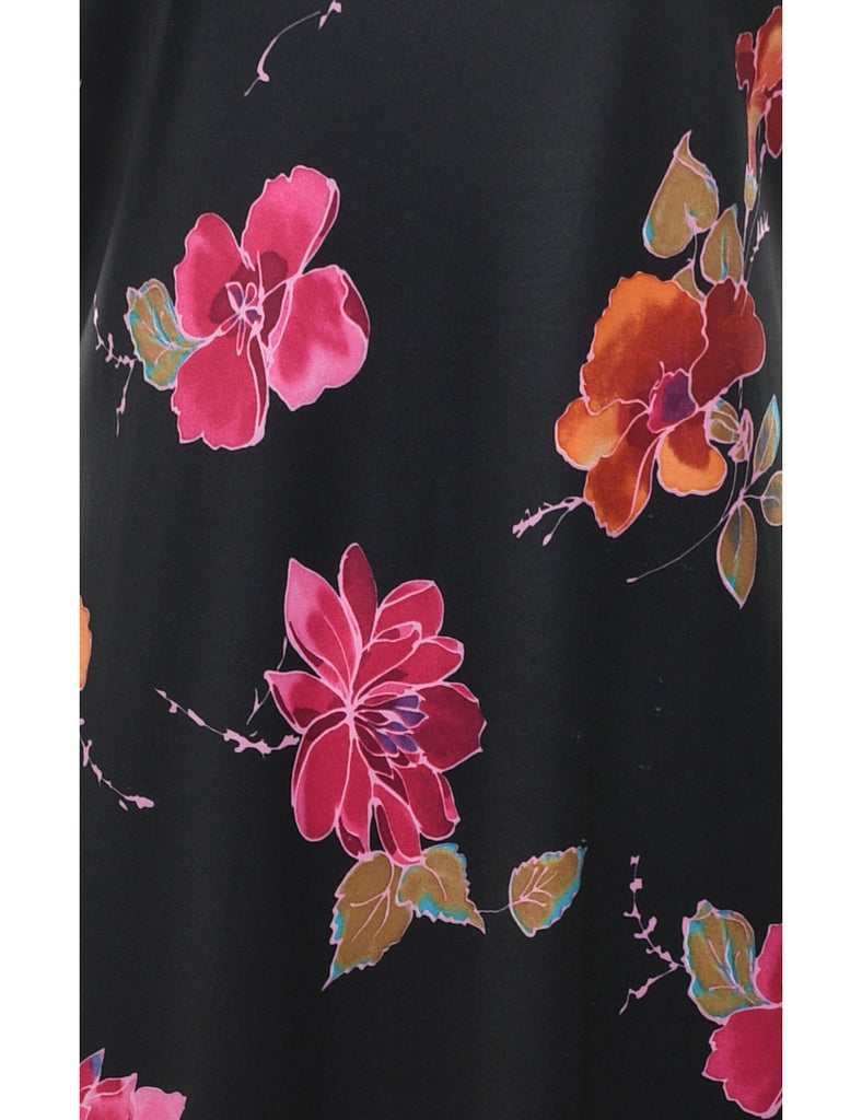 Black Floral Print Maxi Dress - M
