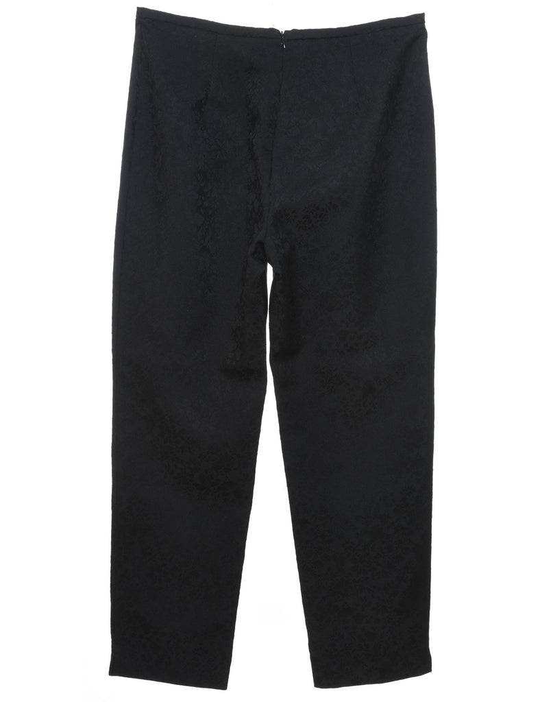Black Floral Print Trousers - W33 L29