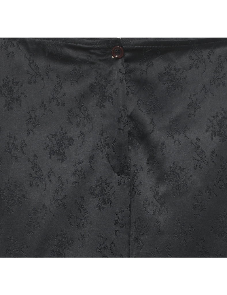 Black Floral Print Trousers - W30 L31