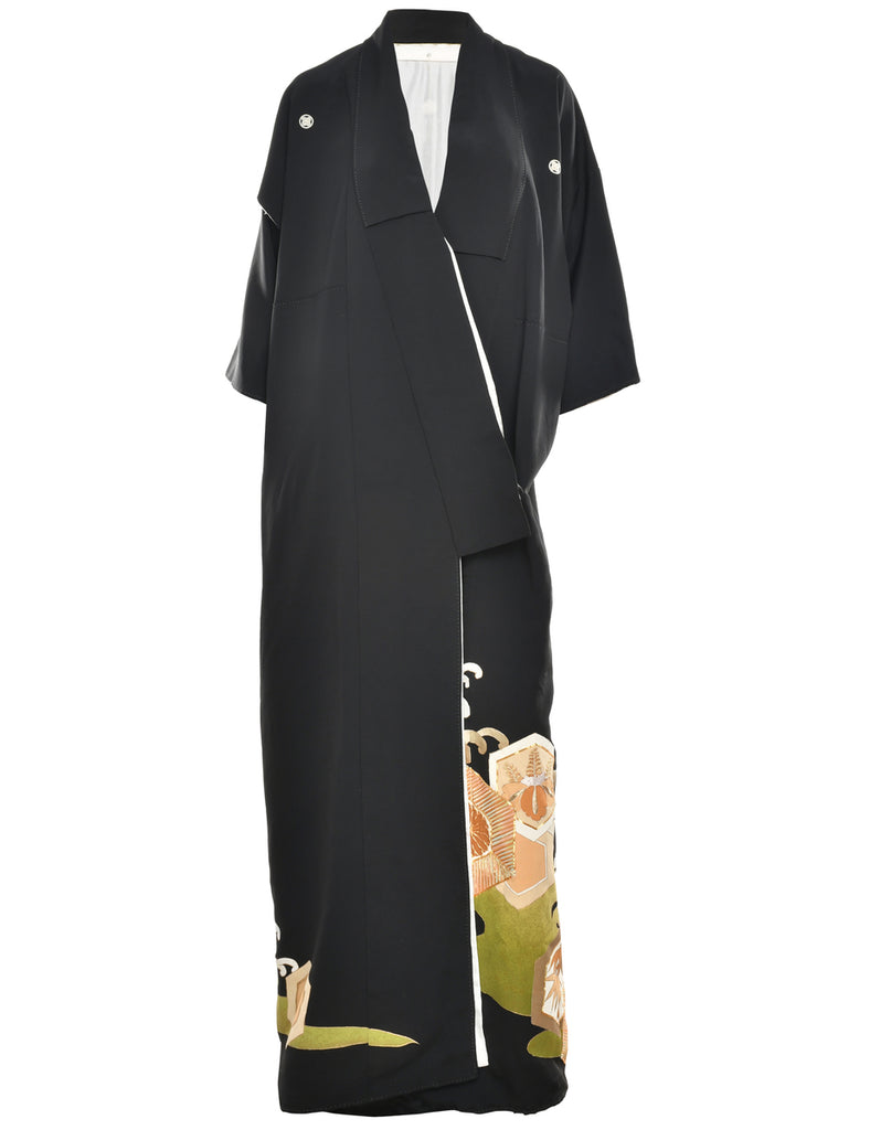Black Full Length Kimono - L