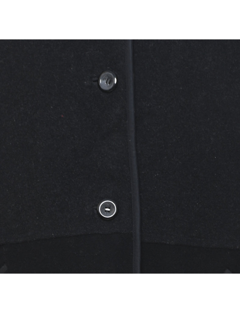 Black & Grey Contrast Wool Coat - L