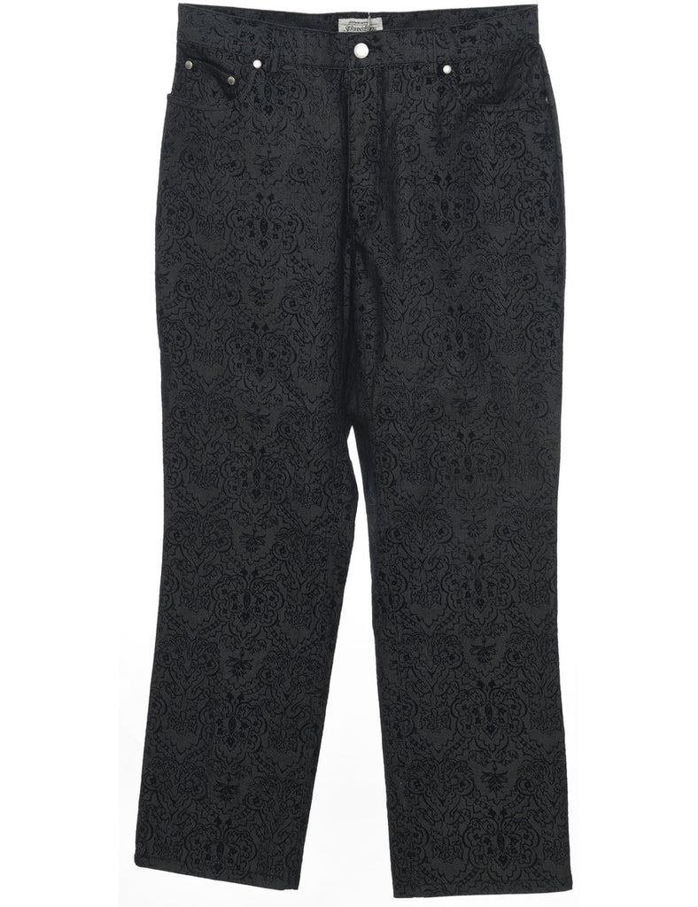 Black & Grey Floral Tapered Jeans - W32 L28