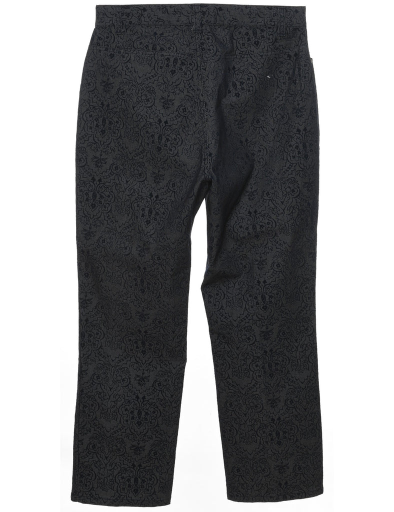 Black & Grey Floral Tapered Jeans - W32 L28