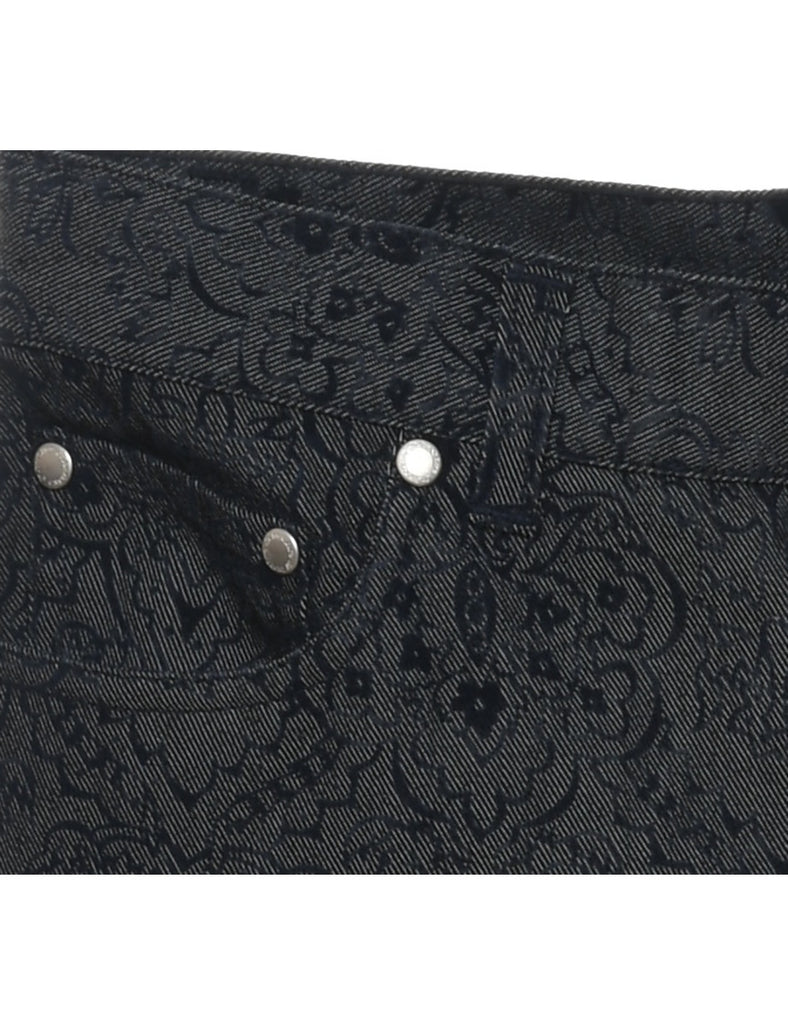 Black & Grey Floral Tapered Jeans - W32 L28