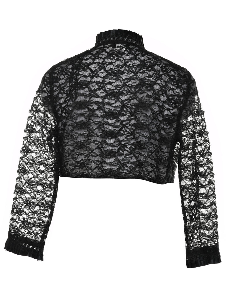 Black Lace Cropped Jacket - M