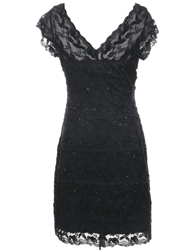 Black Lace Evening Dress - S