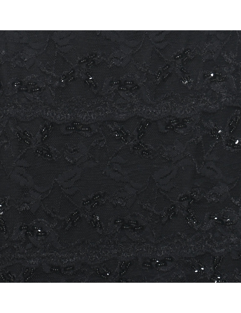 Black Lace Evening Dress - S