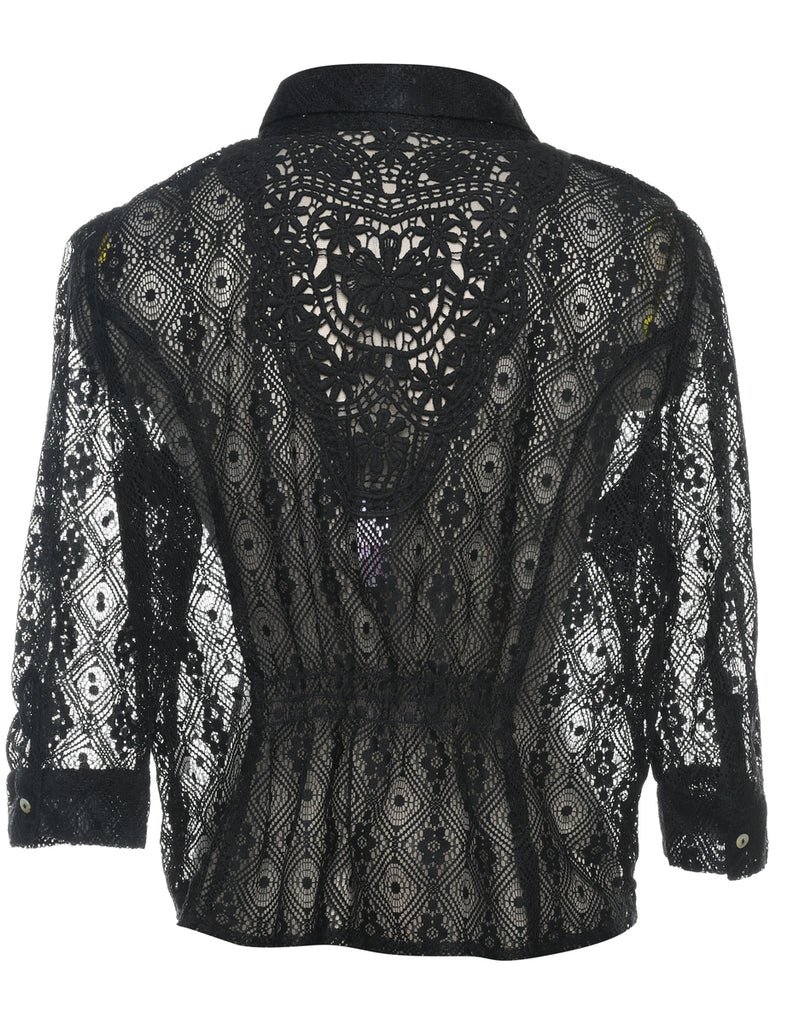 Black Lace Evening Shirt - M
