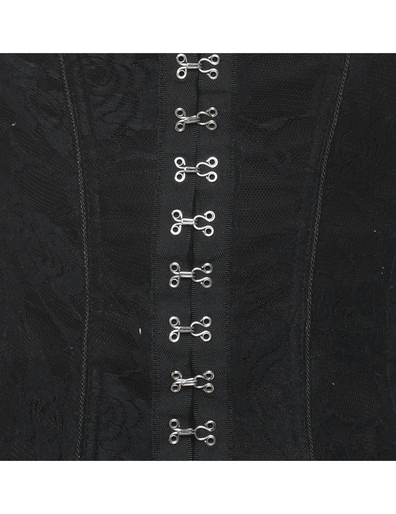 Black Lace Floral Print Corset - M