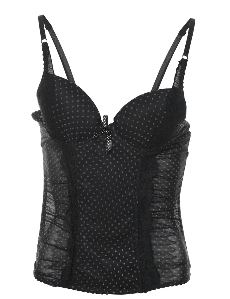 Black Lace Polka Dot Y2K Bustier - S