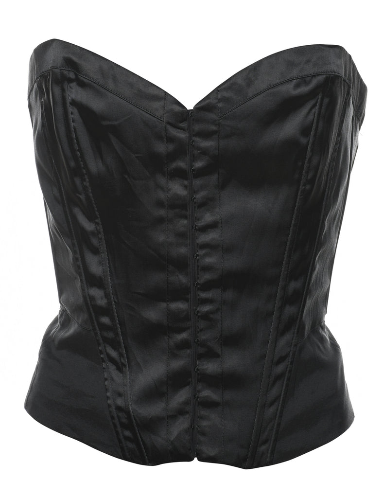 Black Lace Trim Corset - L