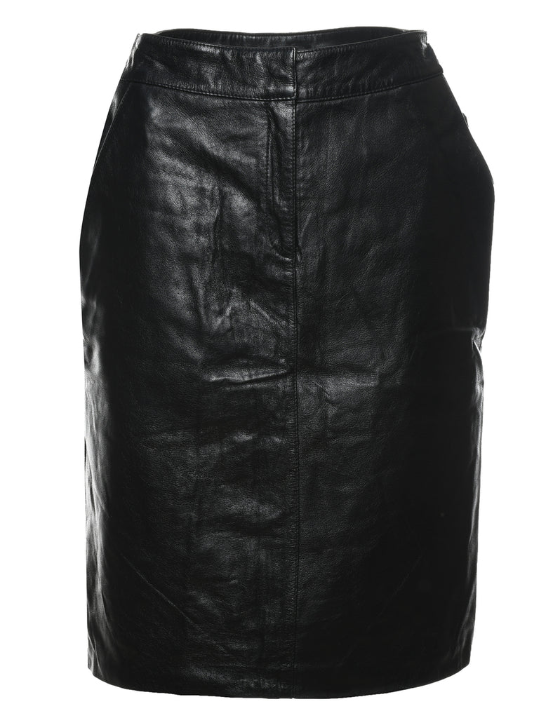 Black Leather Skirt - S