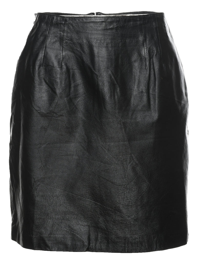 Black Leather Skirt - XS