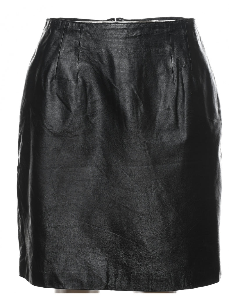 Black Leather Skirt - M