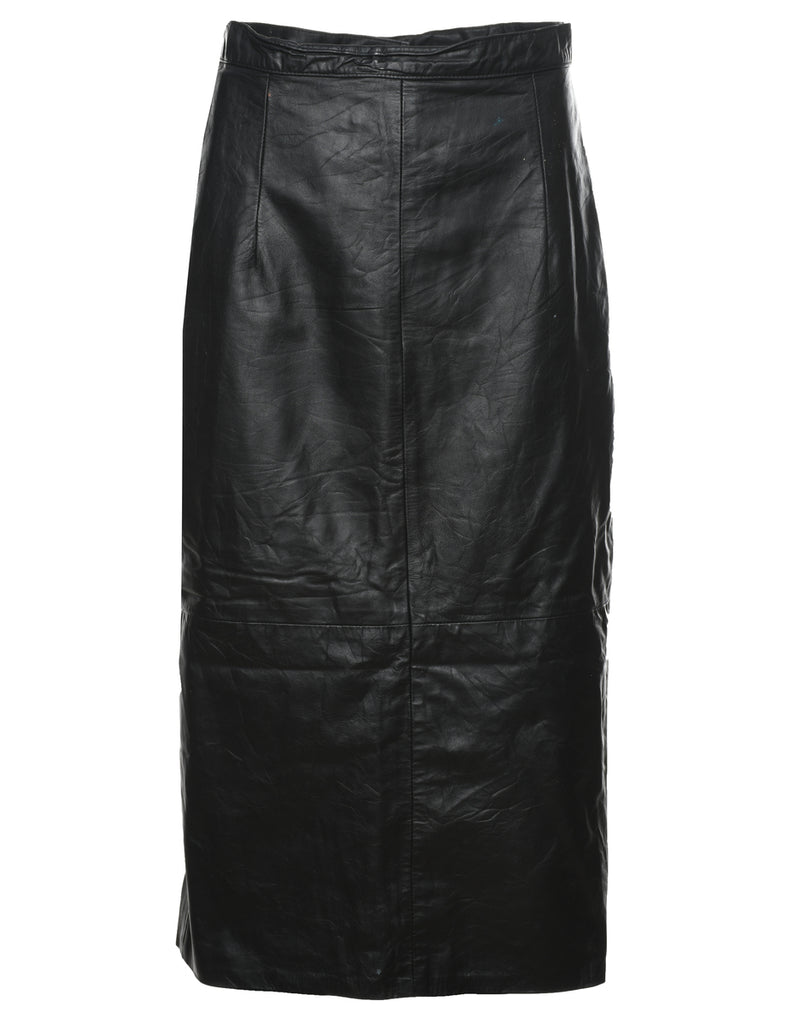 Black Leather Skirt - S