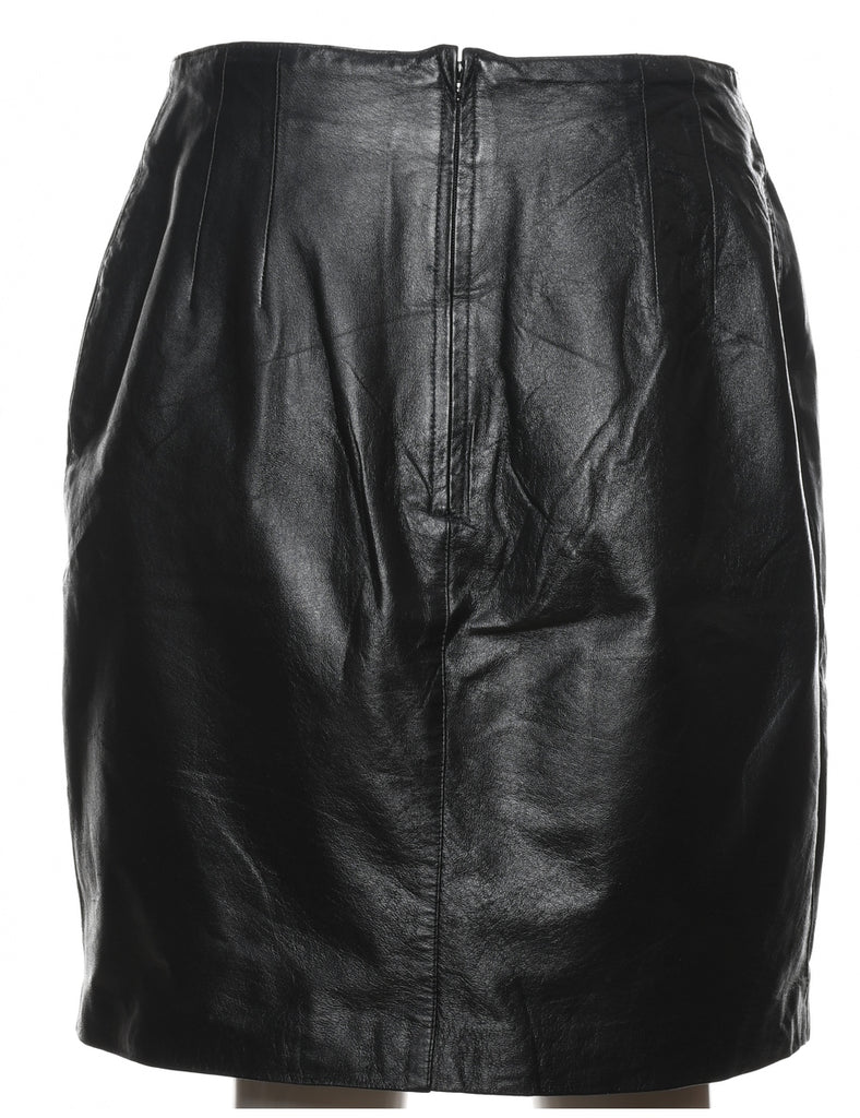 Black Leather Skirt - M