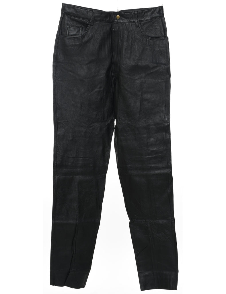 Black Leather Trousers - W34 L35