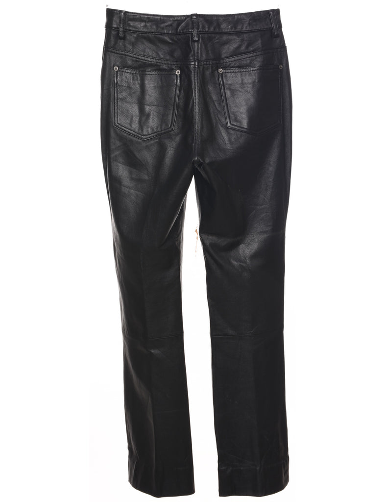 Black Leather Trousers - W29 L32