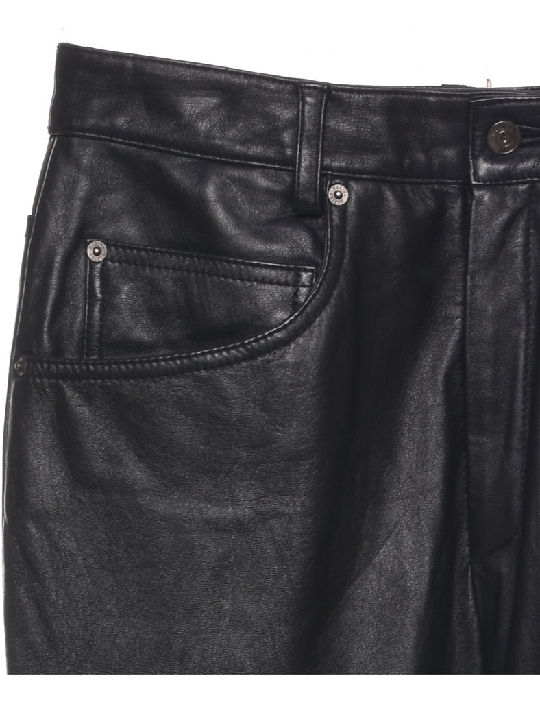 Black Leather Trousers - W29 L32