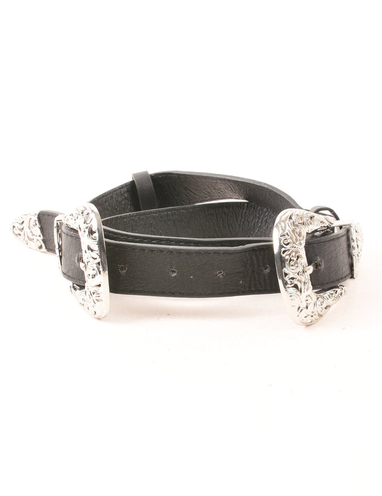 Black Leather Western Belt - M