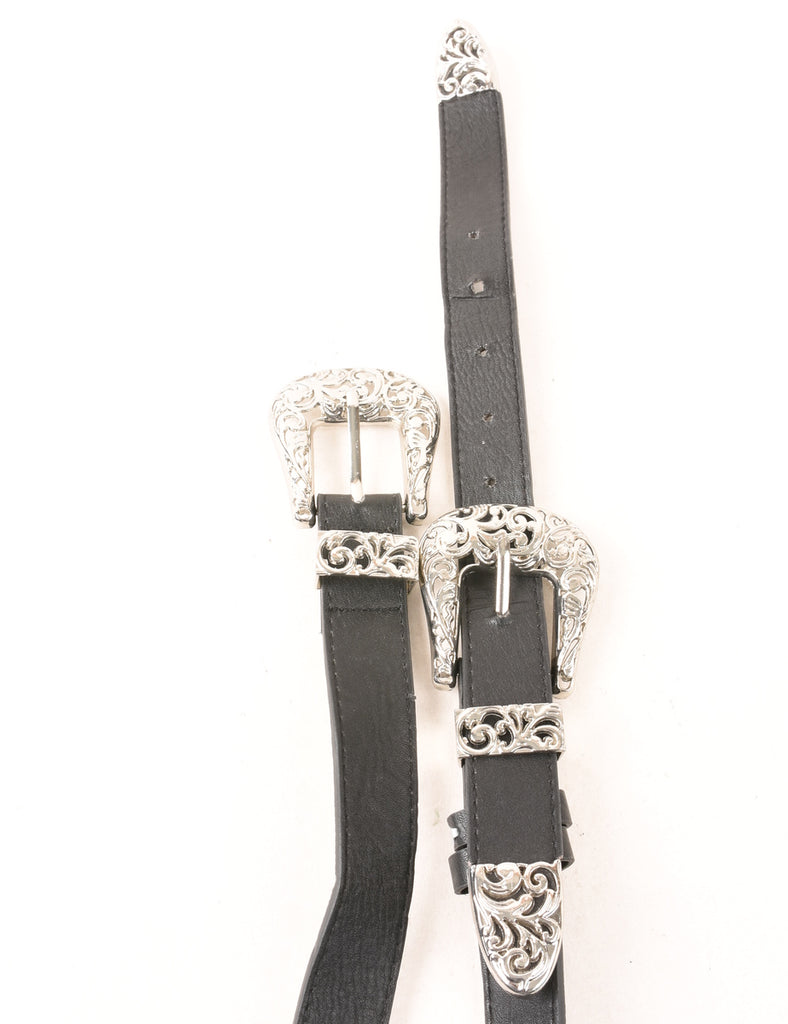 Black Leather Western Belt - M